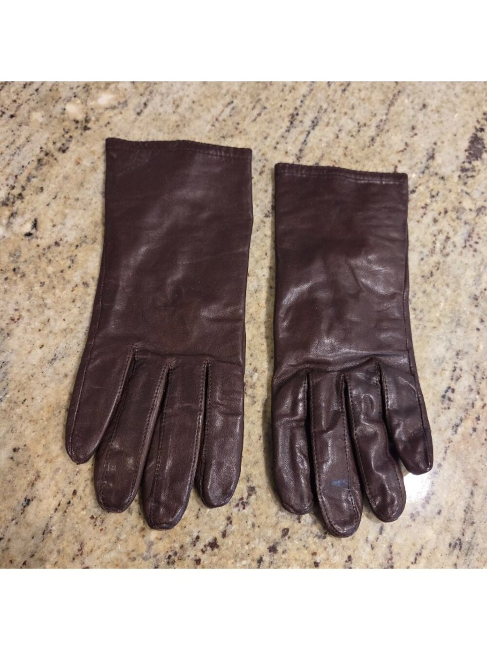 Vintage Womens Size M 7 Brown Leather Knit Lined Gloves Grandoe